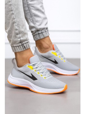 Taban Kalın Düz Gri Sneaker Ayakkabı Kadın Spor Erkek Spor Bez Ayakkabı