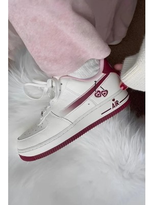 Happy Valentines Day Force 1 Kirazlı Sneaker Yüksek ve Kaydırmaz Yüksek Tabanlı Kadın Spor Ayakkabı