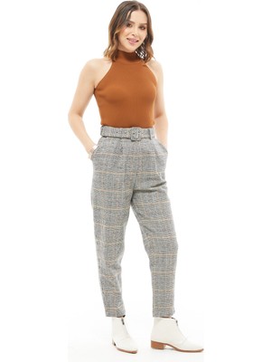 Ekose Desen Kaşe Pantolon