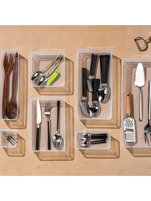 Teknotrust 5'li Şeffaf Çekmece İçi Düzenleyici Set, Takı ve Makyaj Organizeri