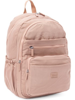 Young 17304 Pembe Krinkıl Kumaş Suya Dayanıklı Çok Cepli Sırt Çantası