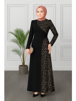 Pullu Tesettür Balık Abiye Elbise 2777