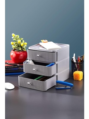 Teknotrust Gri 3'lü Takı ve Kozmetik Düzenleyici Çekmece Seti