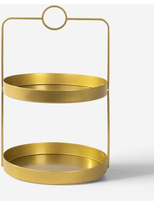 Teknotrust İki Katlı Gold Metal Organizer - Çok Amaçlı Düzenleyici, Şık ve Fonksiyonel Tasarım