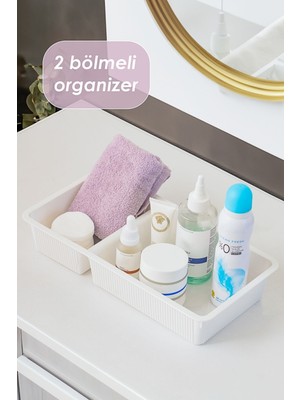 Teknotrust İki Bölmeli Çok Amaçlı Beyaz Dolap İçi Düzenleyici Organizatör