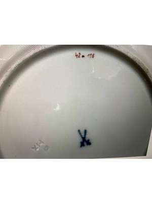 Meissen Üçlü Set - Çay Kahve Fincanı Fincan Tabağı ve Pasta Tabağı