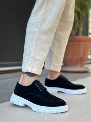 BA0237 Bağcıklı Klasik Yüksek Taban Siyah Süet Casual Erkek Ayakkabı