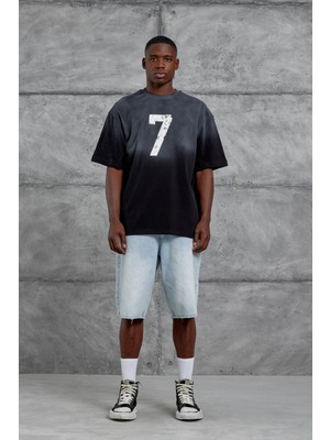 Siyah 7 Numara Oversize Tshirt