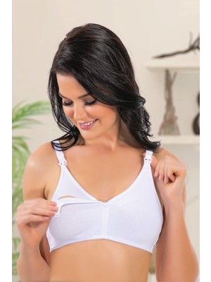 Kadın Penye Emzirme Sütyeni- Beyaz