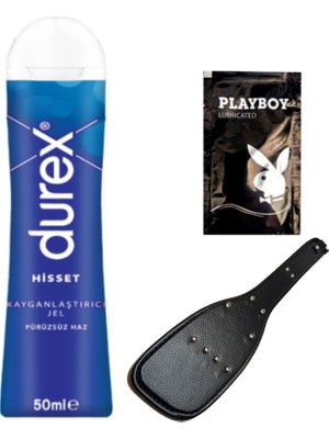Durex Pürüzsüz HISSET50 ml Jel + Siyah Deri Şaplak + Ply Jel
