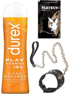 Durex Play 100 ml Sıcak Dokunuş Uyarıcılı Jel + Siyah Deri Tasma + Ply Jel