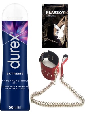Durex 50 ml Extreme Analjel 50 ml + Kırmızı Deri Tasma + Ply Jel