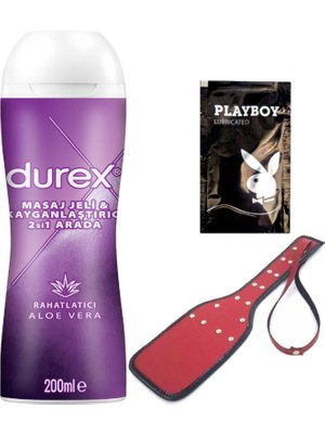 Durex Aloe Vera 2in1 Masaj & Kayganlaştırıcılı Jel + Kırmızı Deri Şaplak + Ply Jel