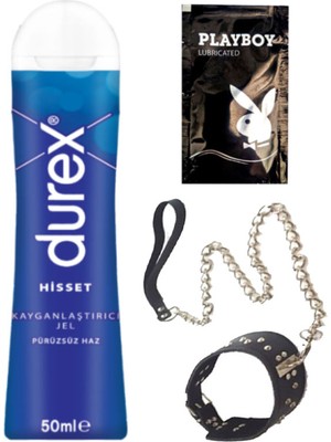 Durex Pürüzsüz HISSET50 ml Jel + Siyah Deri Tasma + Ply Jel