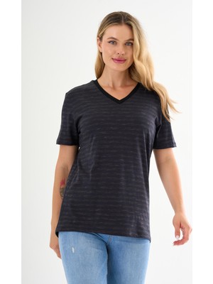 Alexander Gardi Alexandergardı V Yaka Çizgili T-Shirt