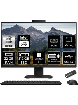 Asus V470 Intel Core I7 13620H 32GB 512GB SSD 27" Fhd 100Hz Windows 11 Pro All In One Bilgisayar & Per4 USB Bellek V470I716512B0DP397
