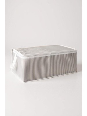 Alas Gri Çizgili Fermuarlı Hurç Yastık-Yorgan-Kıyafet Düzenleyici 64*45*22 cm