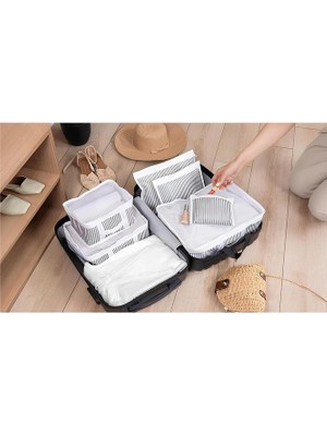 (2 Set) 6'lı Valiz Düzenleyici Set - Çizgili
