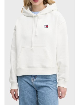 Tommy Jeans % 100 Pamuk Relaxed Fit Kapüşonlu Sweat Bayan Sweat DW0DW19414 Ybl