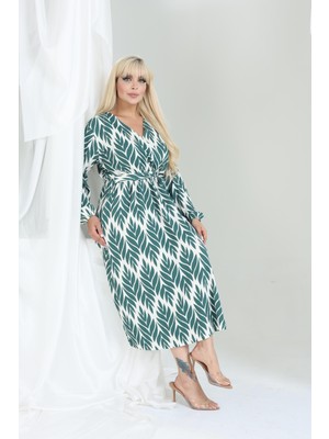 Şuranur Bürümcük Elbise Belden Oturtma Lastikli Yazlık Desenli 2xl - 6xl