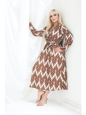 Şuranur Bürümcük Elbise Belden Oturtma Lastikli Yazlık Desenli 2xl - 6xl