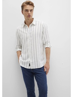 Mavi Çizgili Beyaz Gömlek 0211712-90938