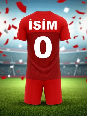 Bite Nose Özel Tasarım Isme Özel Yazdırmalı Türkiye Kırmızı Çocuk Milli Takım Forma Tişört ve Short Takımı