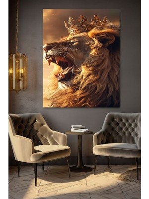 Özkacar Group Aslan Kral Kanvas Tablo Ev Duvar Salon Ofis Dükkan Hediyelik Dekarasyon Süsü