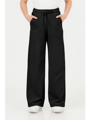 Kız Çocuk Geniş Paça Okul Pantolonu Beli Lastikli Spor Eşofman Altı