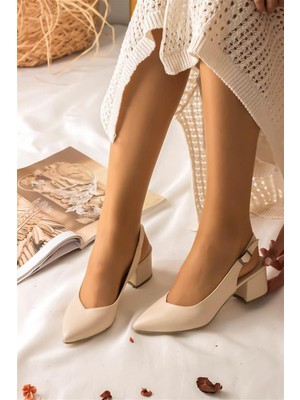 Aymood Kadın Kısa Topuklu Ayakkabı 5cm Topuk Boyu Nude Cilt ile Şık ve Rahat Günlük Kullanım