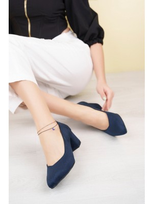 Larci Süet Kadın Şık Günlük Rahat Kısa Topuklu Ayakkabı Topuk Boyu 5cm