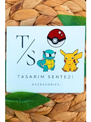 Rozet Metal Broş 3'lü Pokemon Pikachu Squirtle Poke Topu Yaka Okul Çanta Kıyafet Şapka Takı