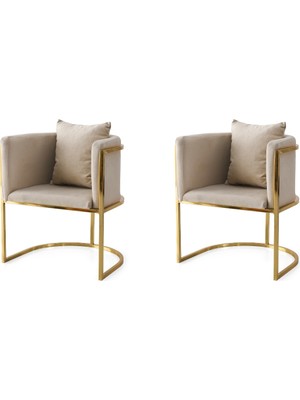 2 Adet Reyhan Gold Tekli Berjer Sandalye Babyface Kumaş