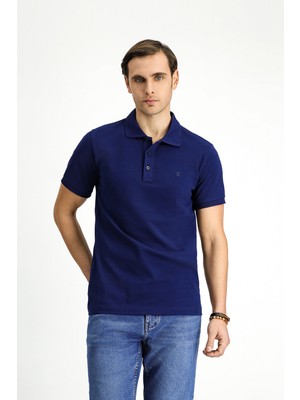 Slim Fit Dar Kesim Pamuk Kıvrılmaz Polo Yaka Tişört