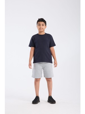 Erkek Çocuk Loose Fit Yarım Kollu Kalın Baharlık T-Shirt Lacivert