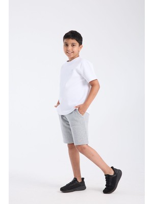 Erkek Çocuk Loose Fit Yarım Kollu Kalın T-Shirt Beyaz