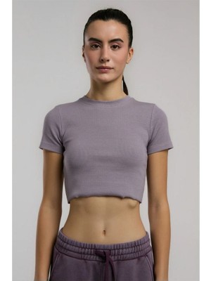 Everlast Ever Relaxed Rib Mürdüm Kadın Crop Tişört