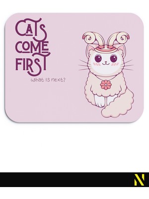Nilizma Sevimli Kediler Pembe Koç Burcu Desenli Ergonomik Mouse Pad 23x19 cm Kaydırmaz Taban Ev ve Ofis Kullanımı Için Ideal Fare Altlığı Mousepad