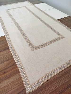 Organik Naturel Cendere Kumaş %100 Pamuk Güpürlü Runner 50X110 cm