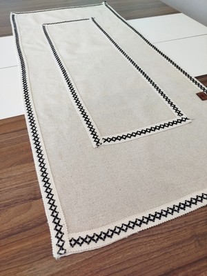 Organik Naturel Cendere Kumaş %100 Pamuk Güpürlü Runner 50X110 cm