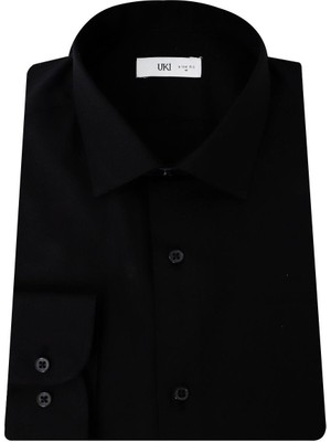 Uki Siyah Slim Fit Uzun Kol Gömlek