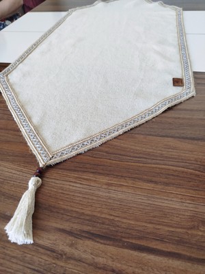 Naturel Organik Cendere Kumaş %100 Pamuk Güpürlü Runner 50X110 cm