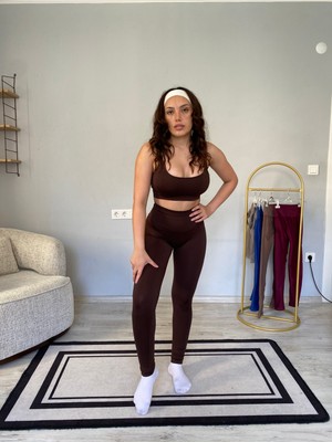 Pure Serisi Kalçası Büzgülü Seamless Spor Yoga Günlük Tayt Bra Takımı