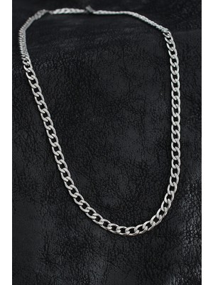 316L Çelik Kalın Klasik Zincir Model Gümüş Renk Erkek Kolye - TJ-ERK1398