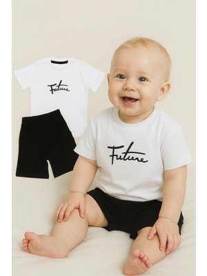 2 Li Erkek Bebek Şortlu Yandan Cepli Takım