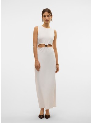 Vero Moda Bisiklet Yaka Beyaz Uzun Kadın Elbise Vmallıson Sl Ankle Dress Jrs Ga