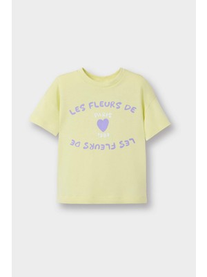 DeFacto Bisiklet Yaka Baskılı Kısa Kollu Tişört Kız Bebek F3494A525AU