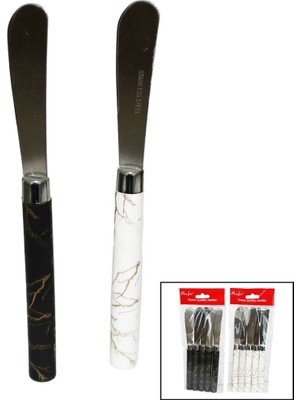 5 Parça  Uzun Kahvaltı Bıçak - Mermer Desen Saplı 16.5 cm (5047)