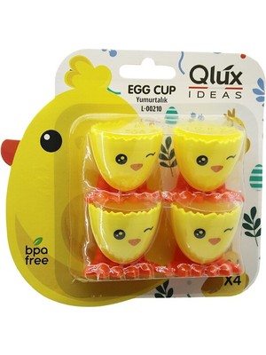 Egg Cup 4pcs Yumurtalık Emoji Desen - Renkli Plastik Civciv Ayaklı - 1/2 Kırık Yumurta Kabuk Model (2818)