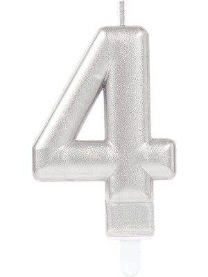 4 Rakam Mum Gümüş Renk (5047)